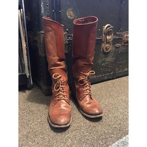 Frye tall orange/camel leather boots